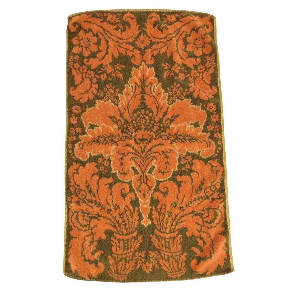 Vtg Sculpted Hand Towel Orange Yellow Brown 27 x 16.5” GUC  1970's